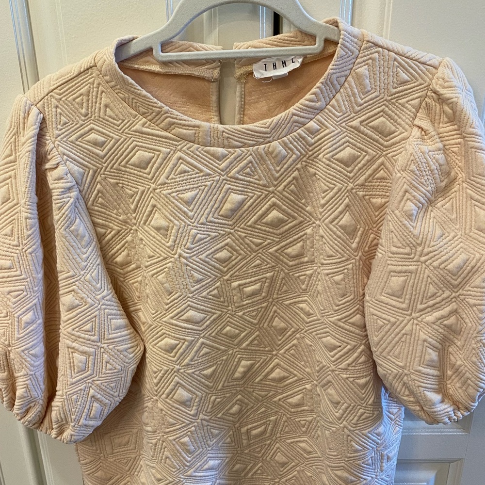 THML Geometric Textured Blouse in Cream